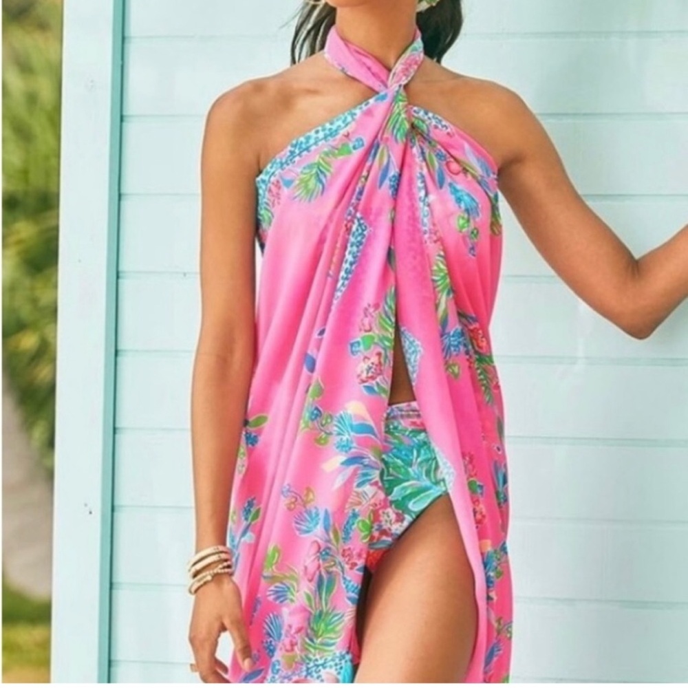 Lilly Pulitzer Pink Tropical Floral Swim Sarong